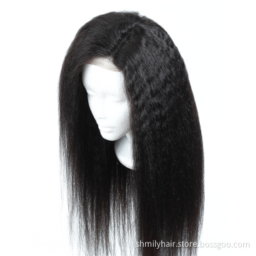 Shmily New Product Raw Wigs Unprocessed 100% Brazilian Cuticle Aligned 13x4 Yaki Hair Style kinky Straight Human Hair Wig